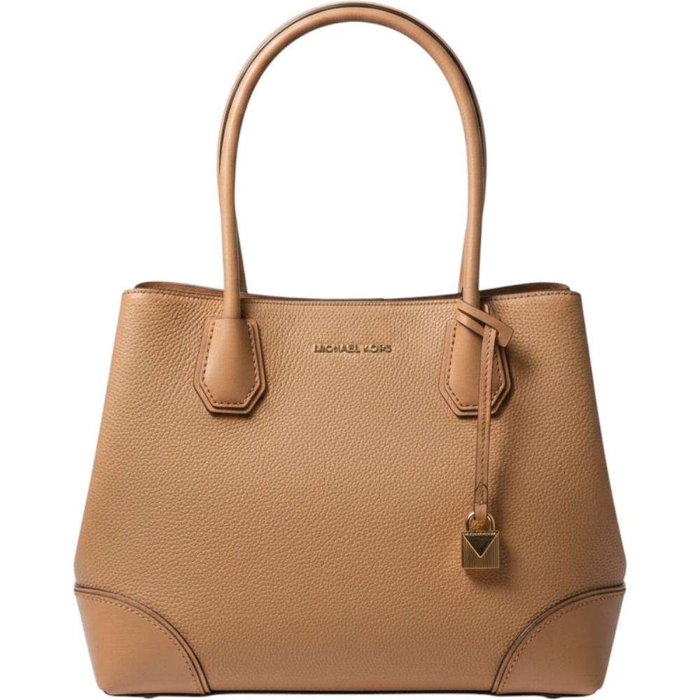 Michael Kors Mercer Gallery Medium Center Zip Tote Pebbled Leather Satchel Nude